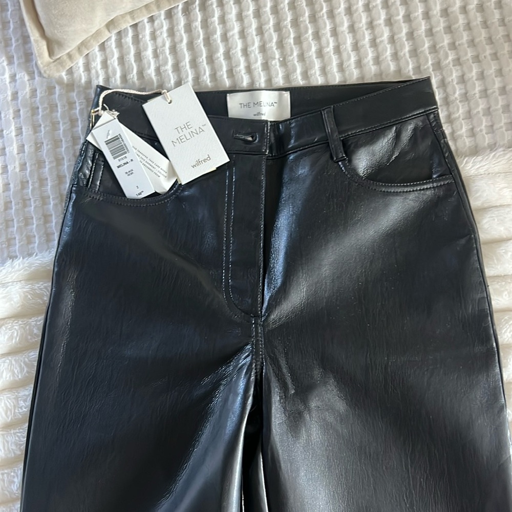 black full length leather pants size 2